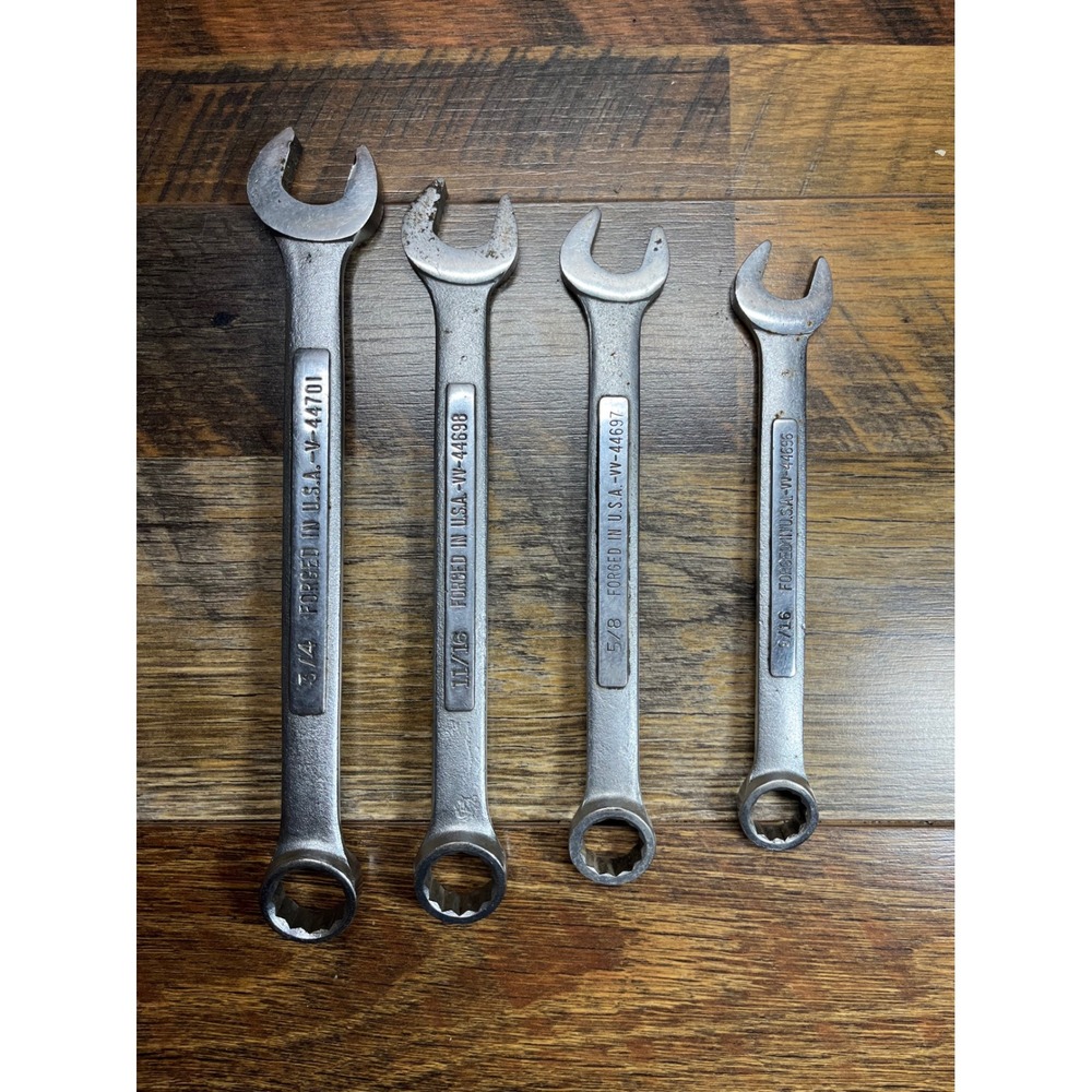 Vintage Craftsman V Series Raised Panel Combination Wrench Set SAE‎ 4pc USA Made